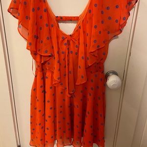 Orange and blue polka dot dress!